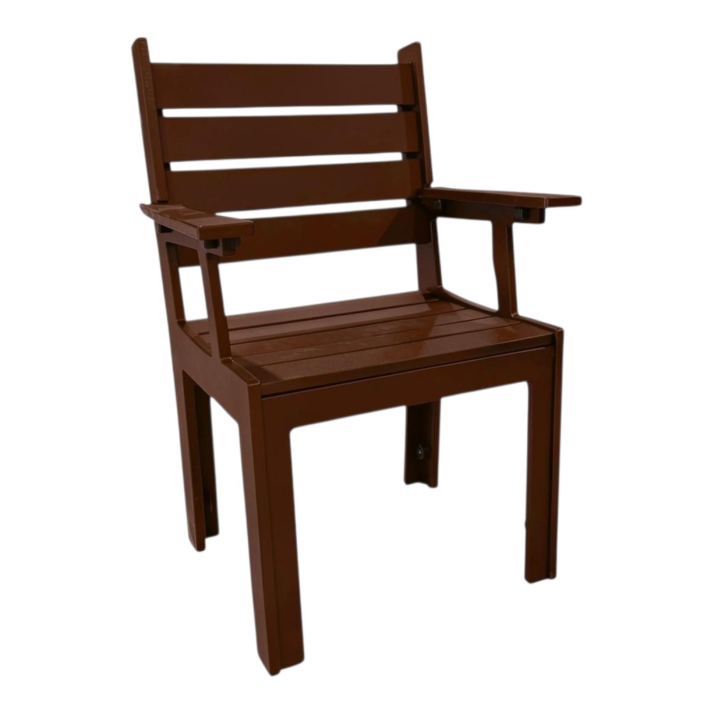 Modern Outdoor Slat Back Dining Arm Chair