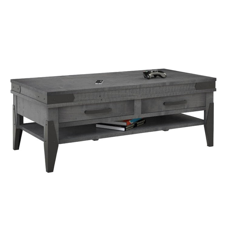 Flat Iron  Coffee Table w/2 Drawers & Shelf