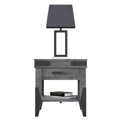 Flat Iron  End Table w/1 Drawer & Shelf
