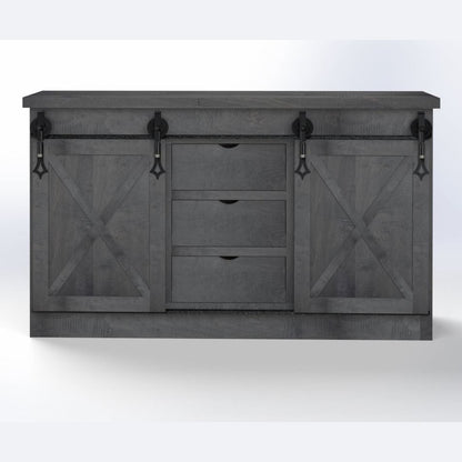 Barn Door  66" Sideboard W/ Drawers in Middle