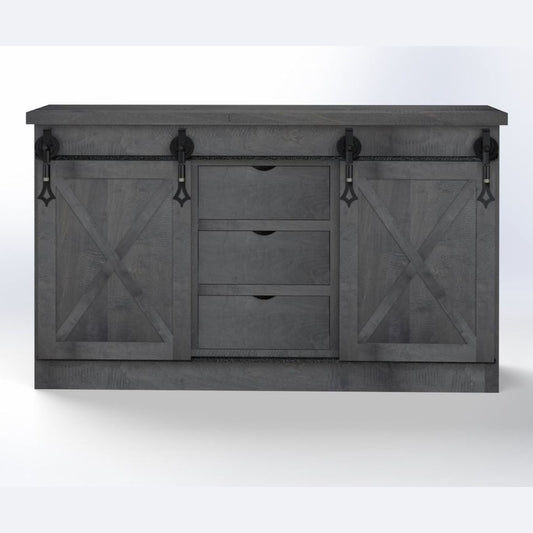 Barn Door  66" Sideboard W/ Drawers in Middle