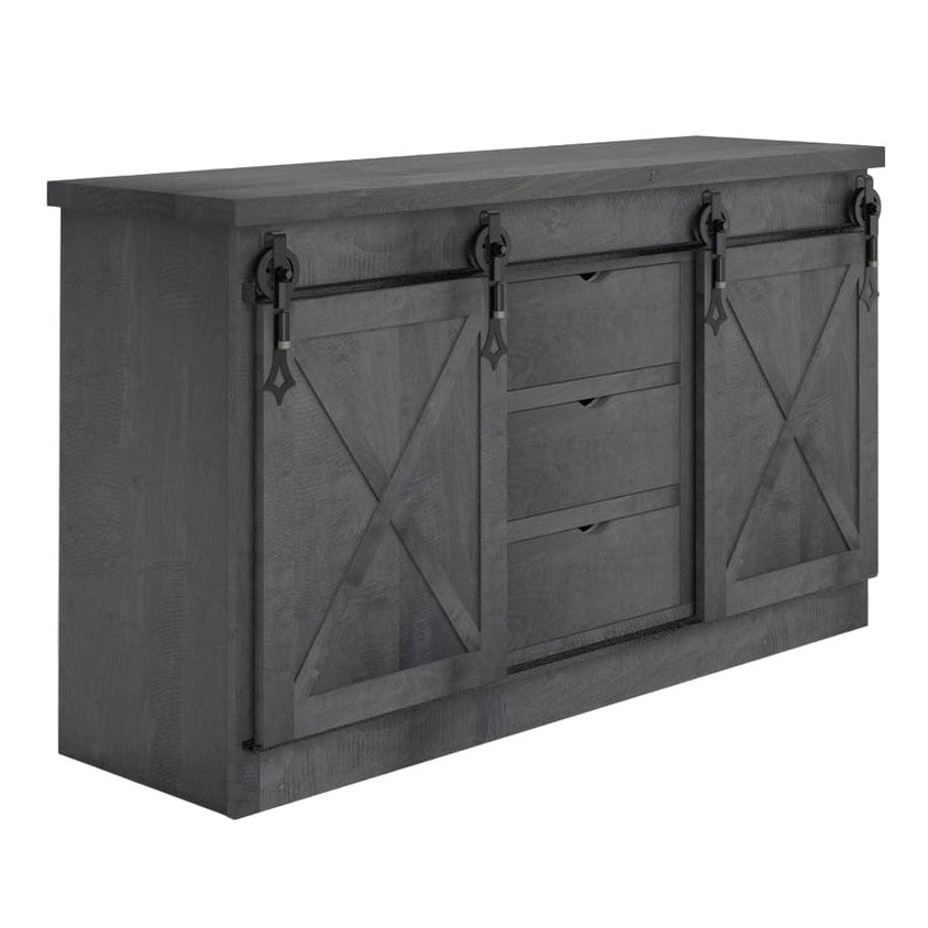 Barn Door  66" Sideboard W/ Drawers in Middle