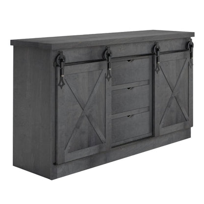 Barn Door  66" Sideboard W/ Drawers in Middle